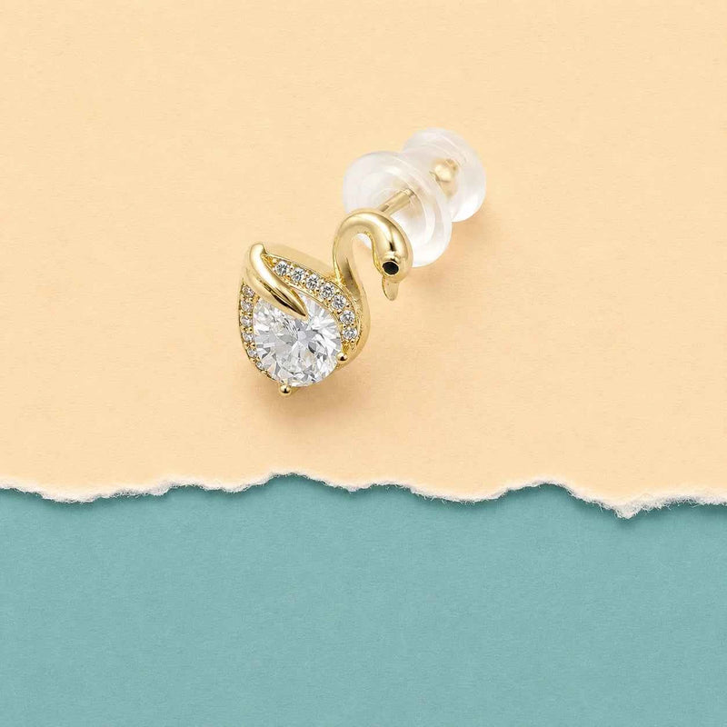 Golden Swan Sparkle Stud Earrings