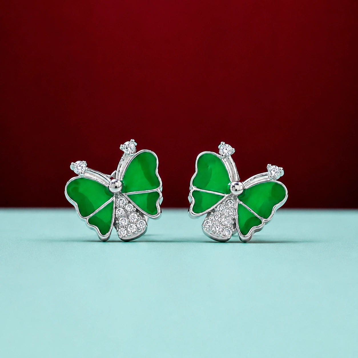 Green Butterfly Stud Earrings