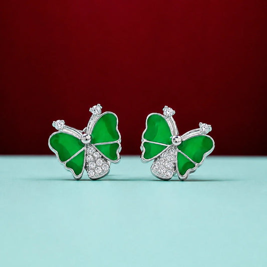 Green Butterfly Stud Earrings