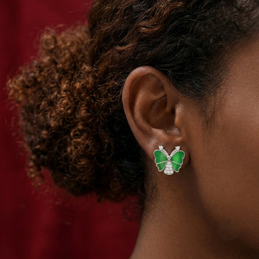 Green Butterfly Stud Earrings