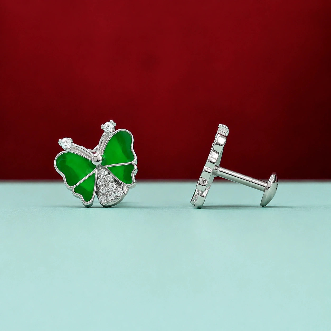 Green Butterfly Stud Earrings