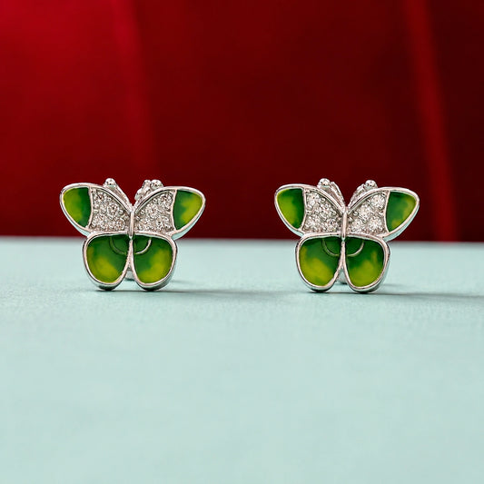 Green Crystal Butterfly Earrings