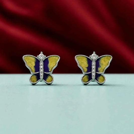Green & Purple Butterfly Stud