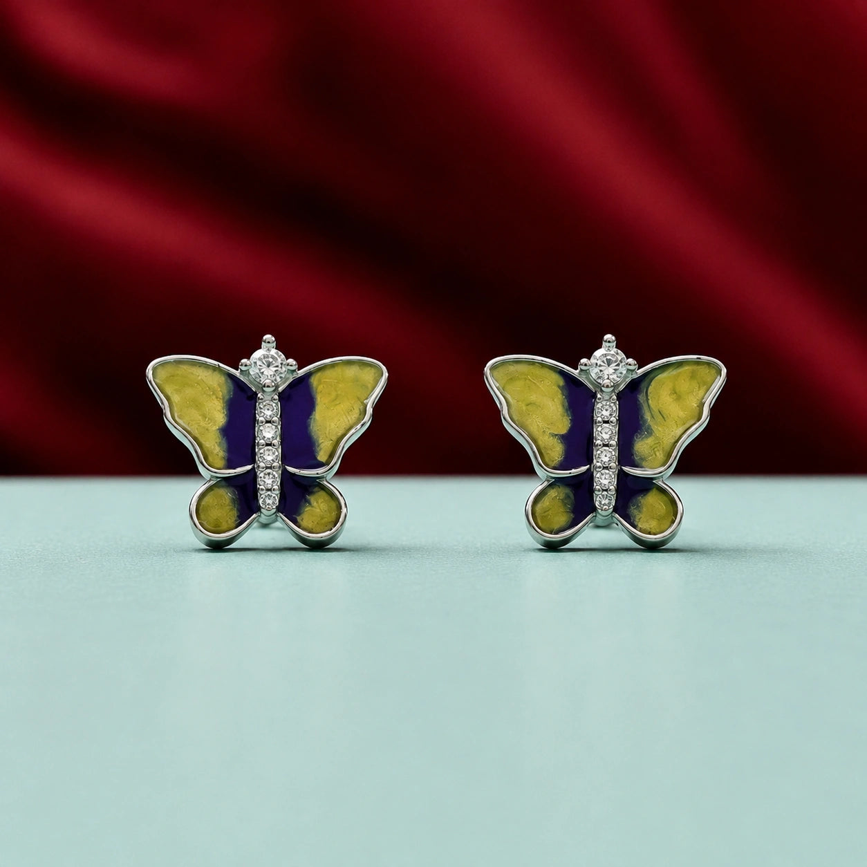 Green & Purple Butterfly Stud