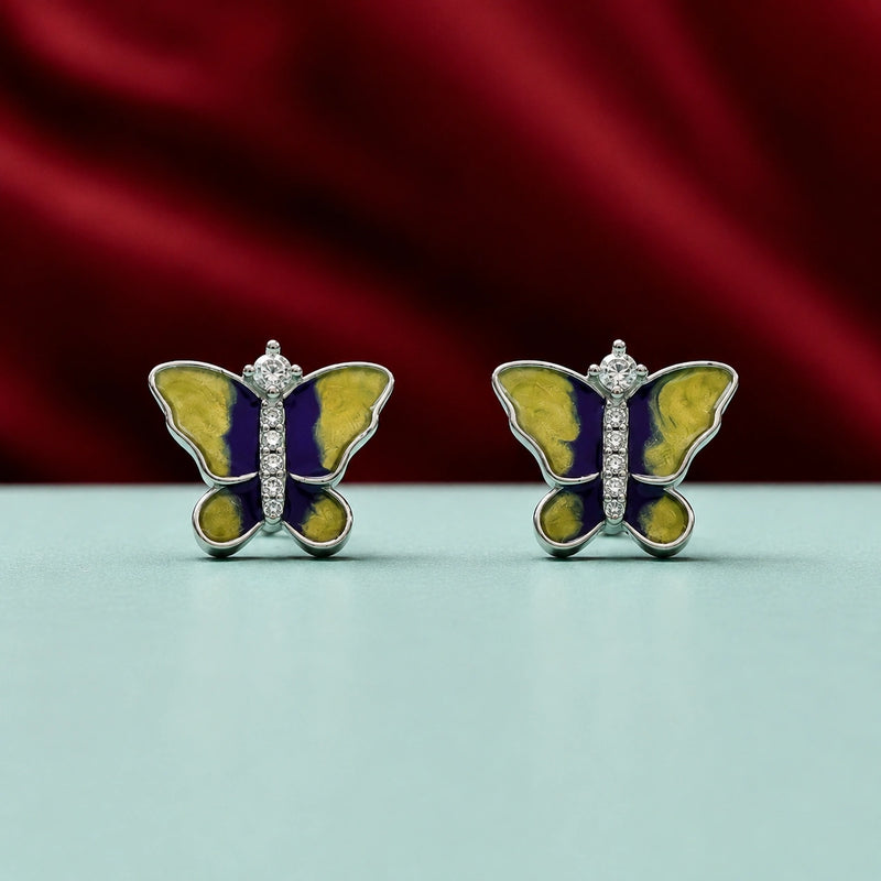 Green & Purple Butterfly Stud