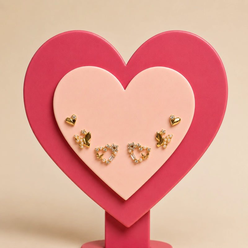 Heart Butterfly Stud Earrings