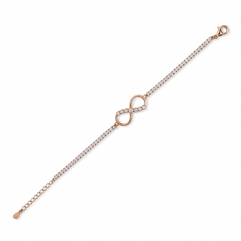925 silver infinity bracelet with pavé stones and oval links, adjustable chain