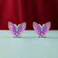 Lavender Wings Enamel Silver  Earrings