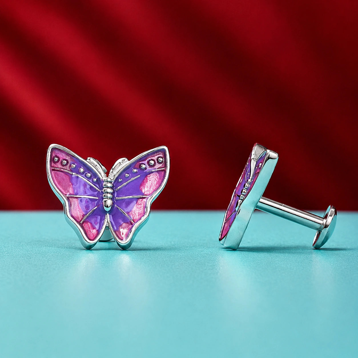 Lavender Wings Enamel Silver  Earrings