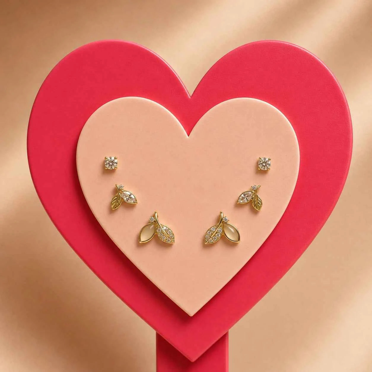 Leaf and Crystal Side Earring