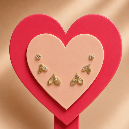 Leaf and Crystal Side Earring
