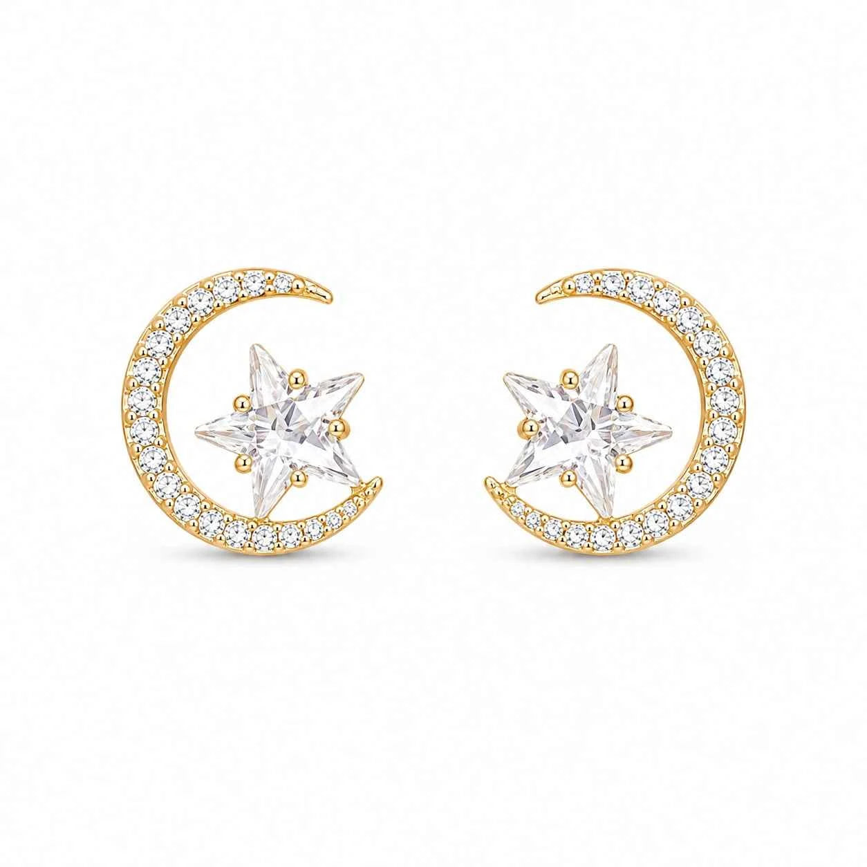 Moon Star Stud Earrings