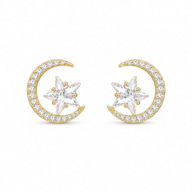 Moon Star Stud Earrings