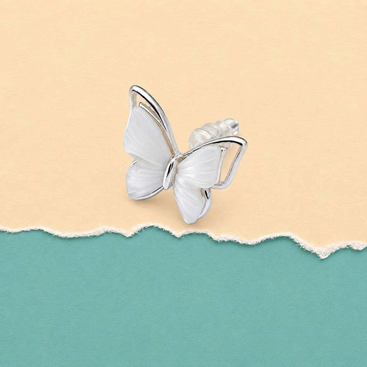 Moonlit Butterfly Stud Earrings