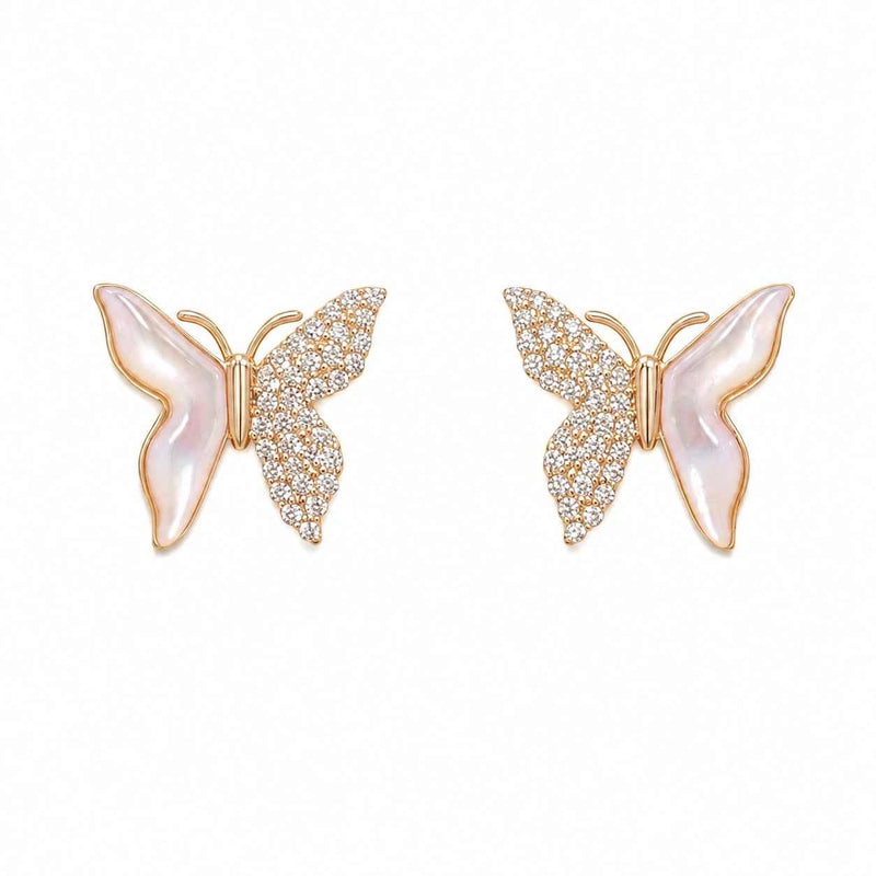 Mother of Pearl Butterfly Stud Earrings