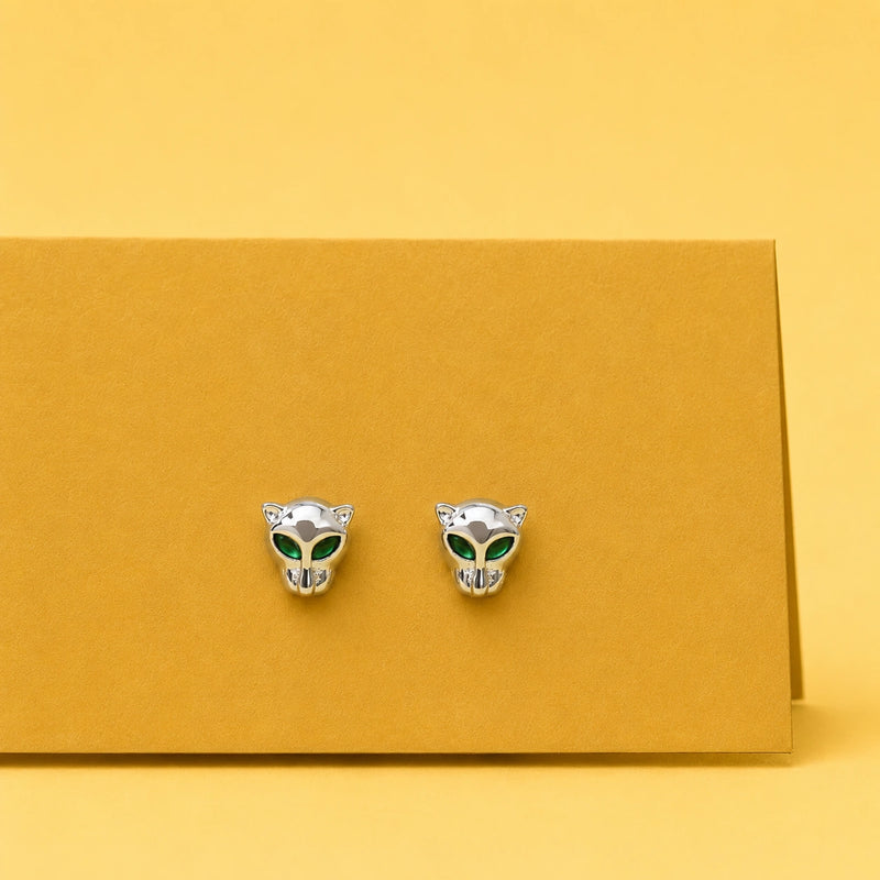 Panther Face Stud Earrings