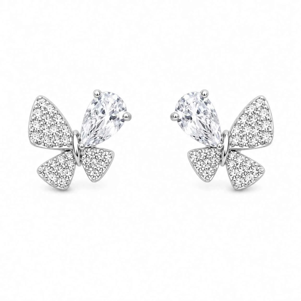 Pear Crystal Butterfly Stud