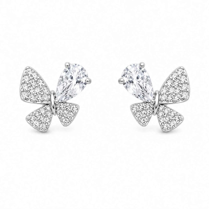 Pear Crystal Butterfly Stud