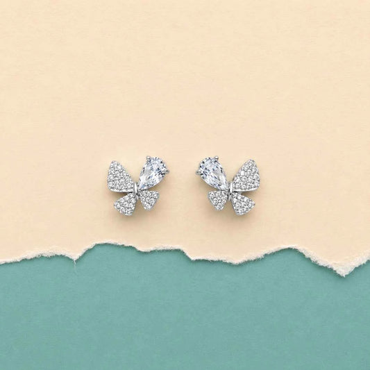 Pear Crystal Butterfly Stud