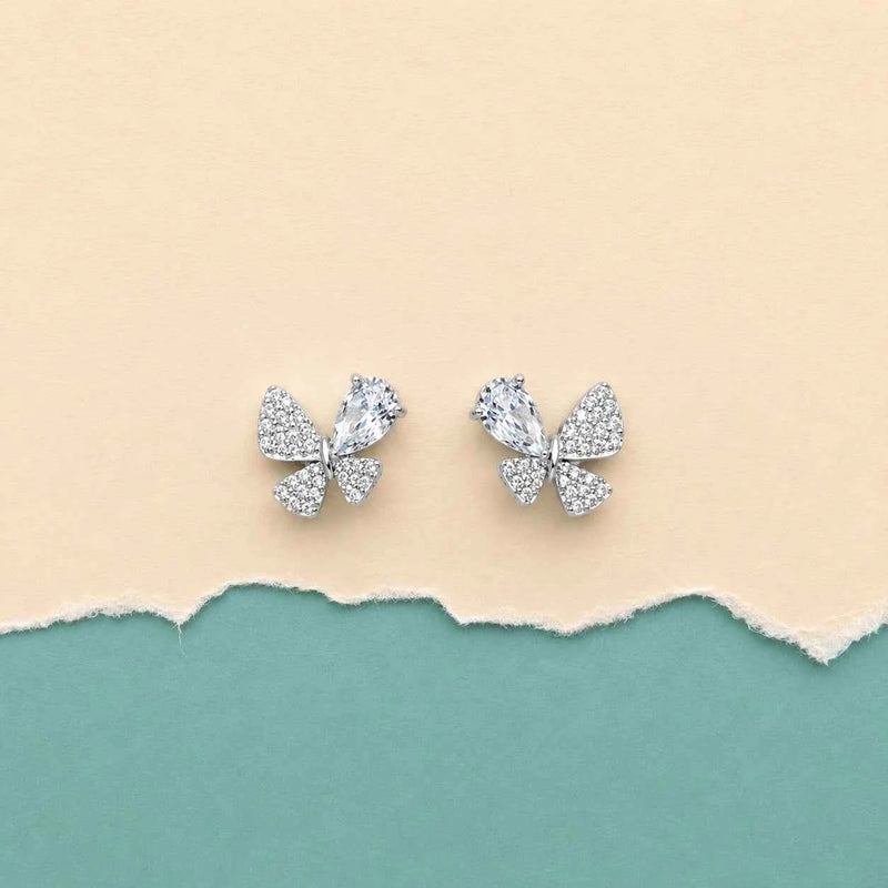 Pear Crystal Butterfly Stud