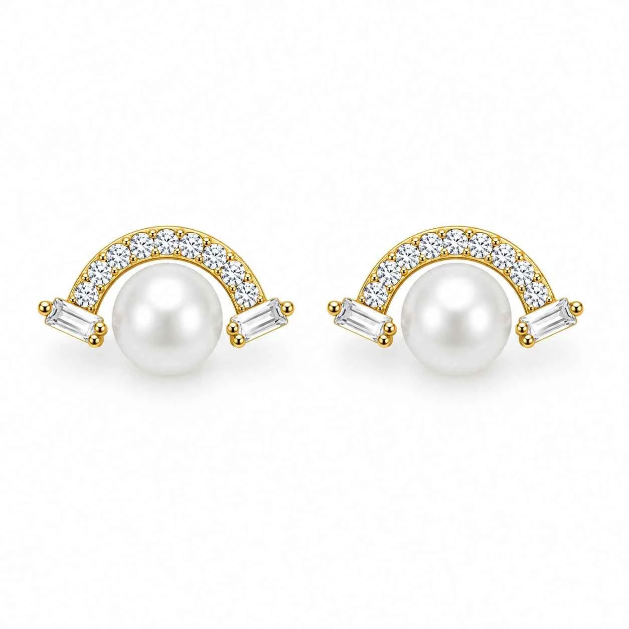 Pearl Arc Stud Earrings