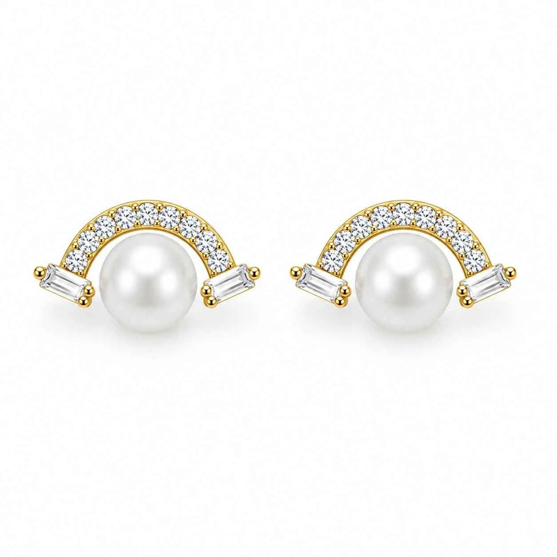 Pearl Arc Stud Earrings