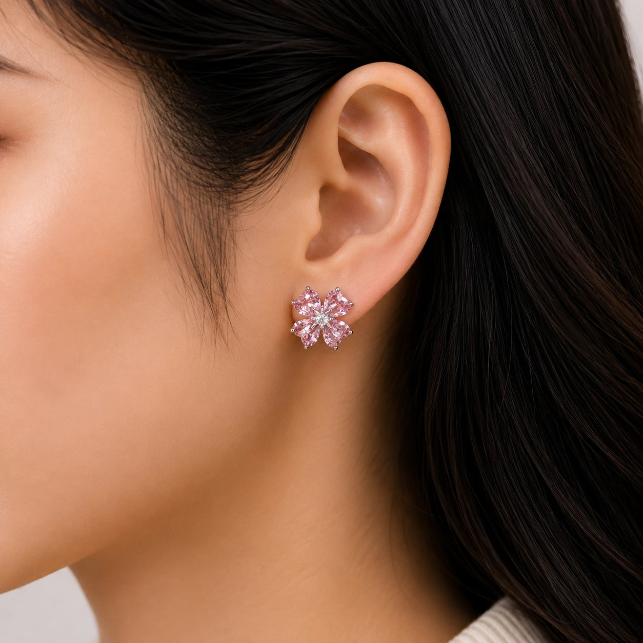 Pink Bloom Stud Earrings