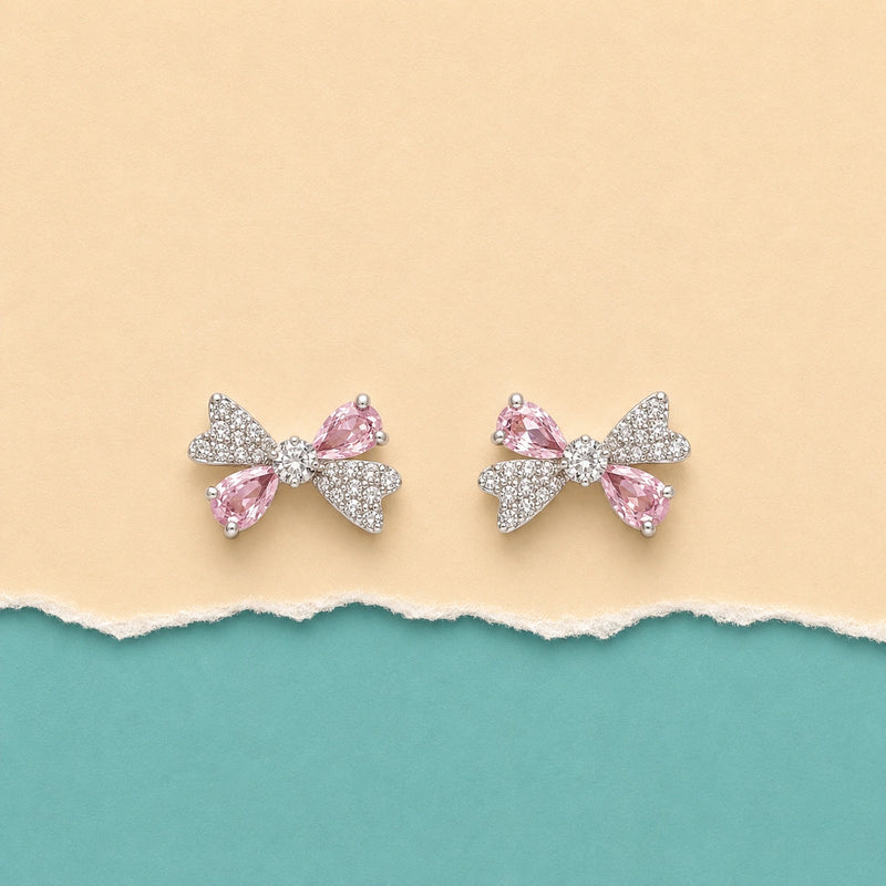 Pink Ribbon Spark Stud Earrings