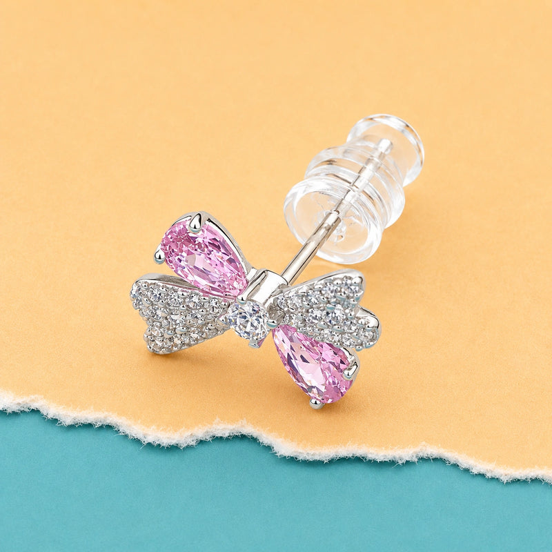 Pink Ribbon Spark Stud Earrings