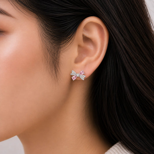 Pink Ribbon Spark Stud Earrings