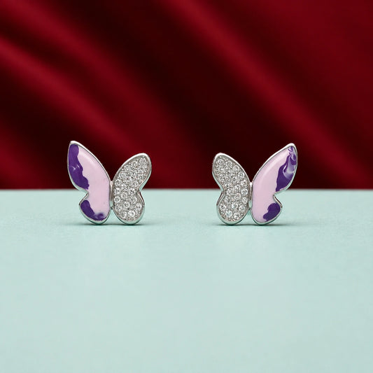 Purple Butterfly Stud Earrings
