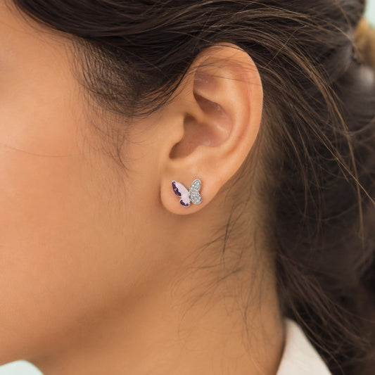 Purple Butterfly Stud Earrings