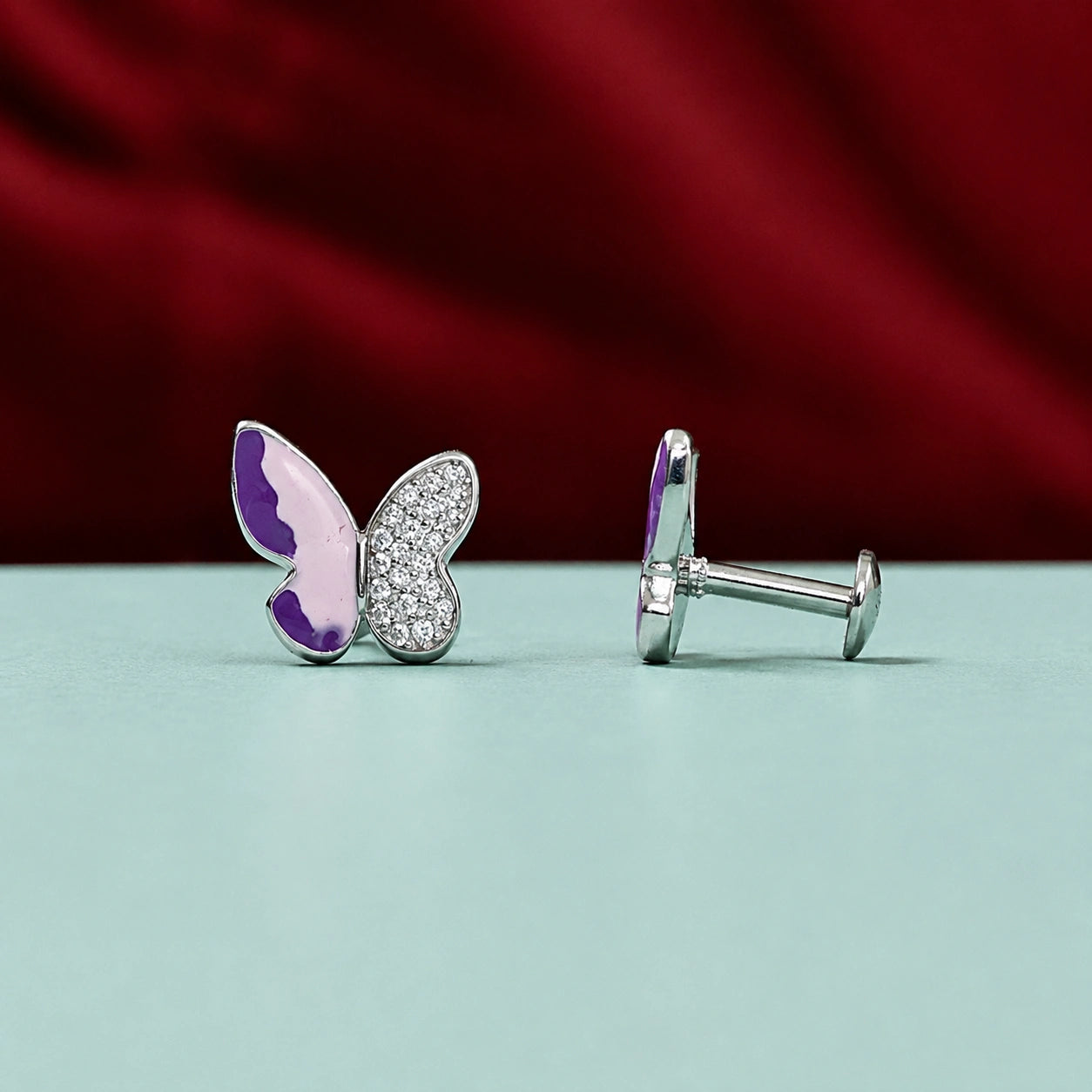 Purple Butterfly Stud Earrings