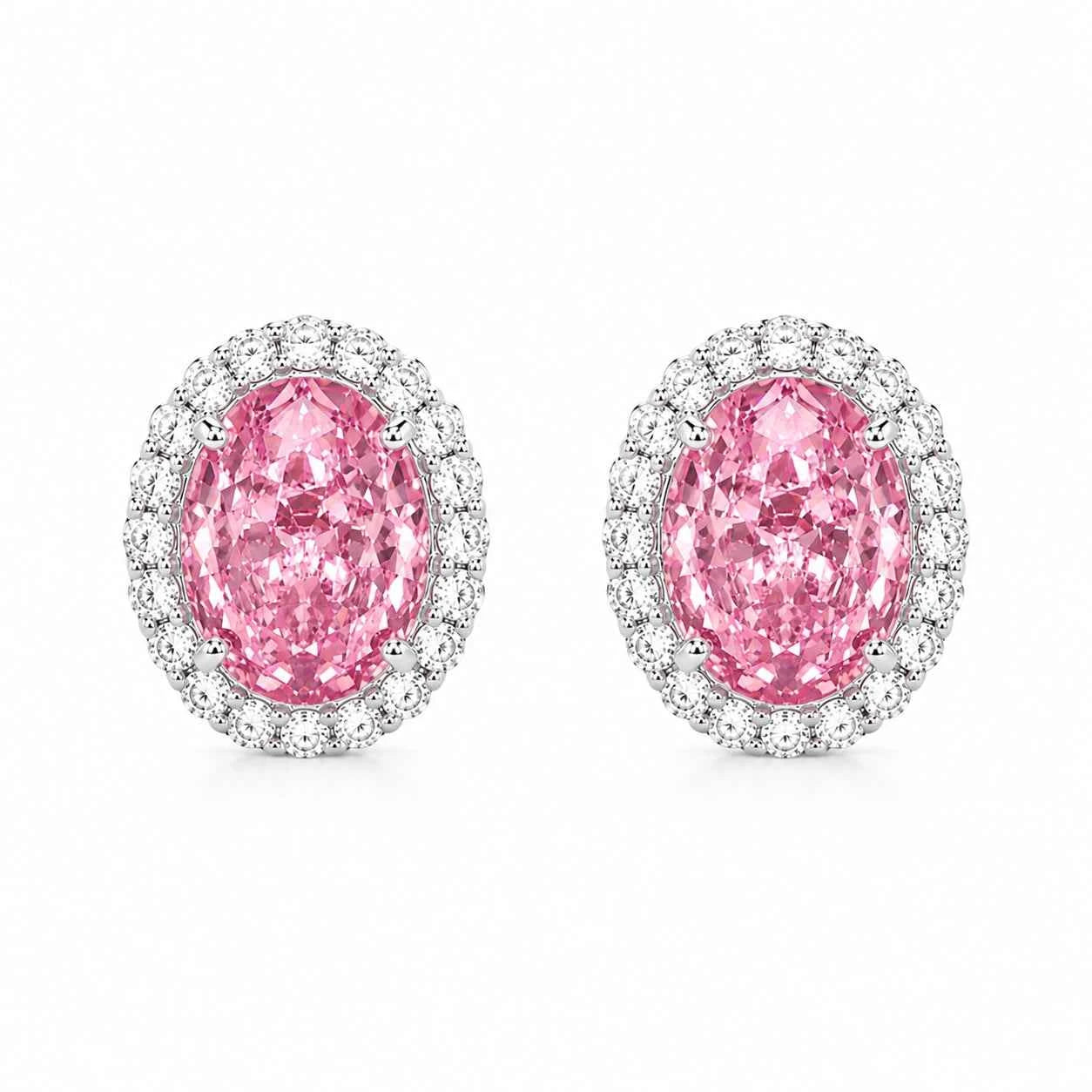 Rosabelle Pink Halo Stud Earrings