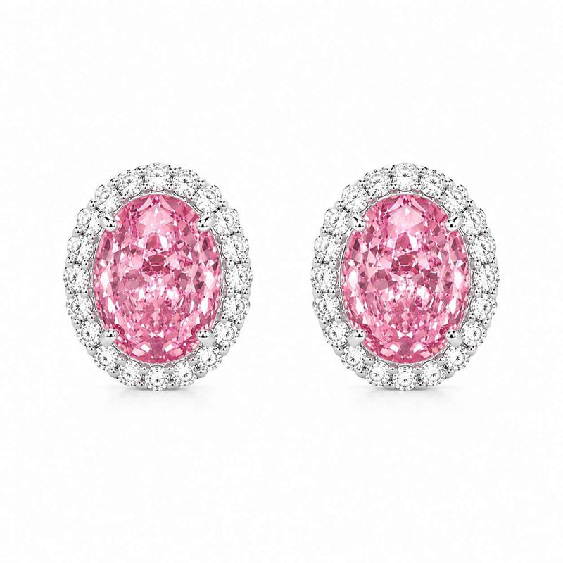 Rosabelle Pink Halo Stud Earrings