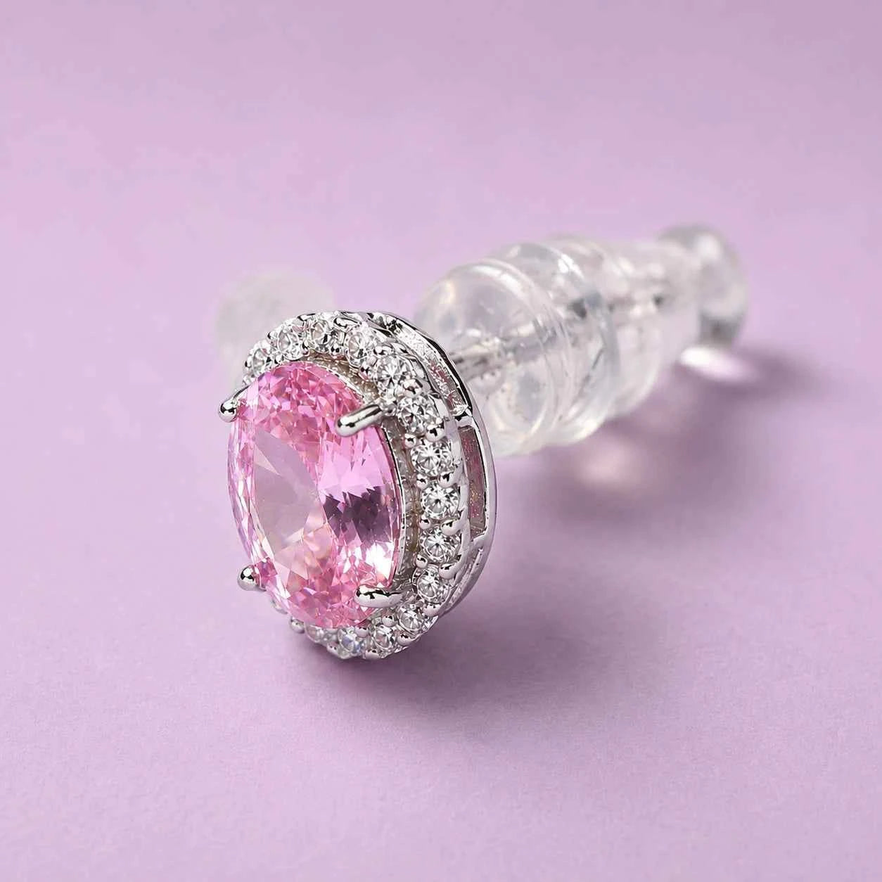 Rosabelle Pink Halo Stud Earrings