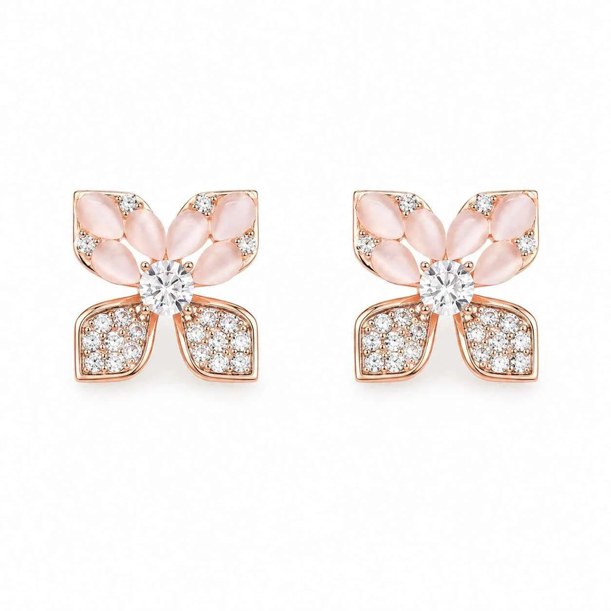 Rose Blossom Bow Stud Earrings