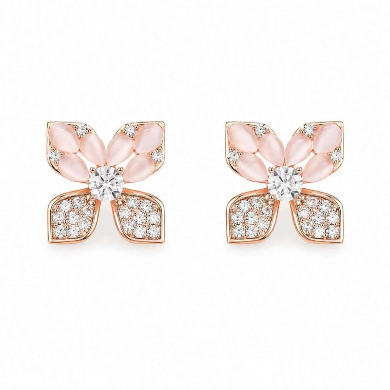 Rose Blossom Bow Stud Earrings