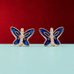 Rose Gold Blue Butterfly CZ Stud Earrings