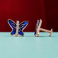 Rose Gold Blue Butterfly CZ Stud Earrings