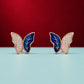 Rose Gold Blue Butterfly Stud