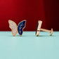 Rose Gold Blue Butterfly Stud