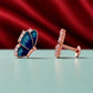 Rose Gold Blue Wing Studs