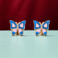 Rose Gold Blue & Pink Butterfly Stud