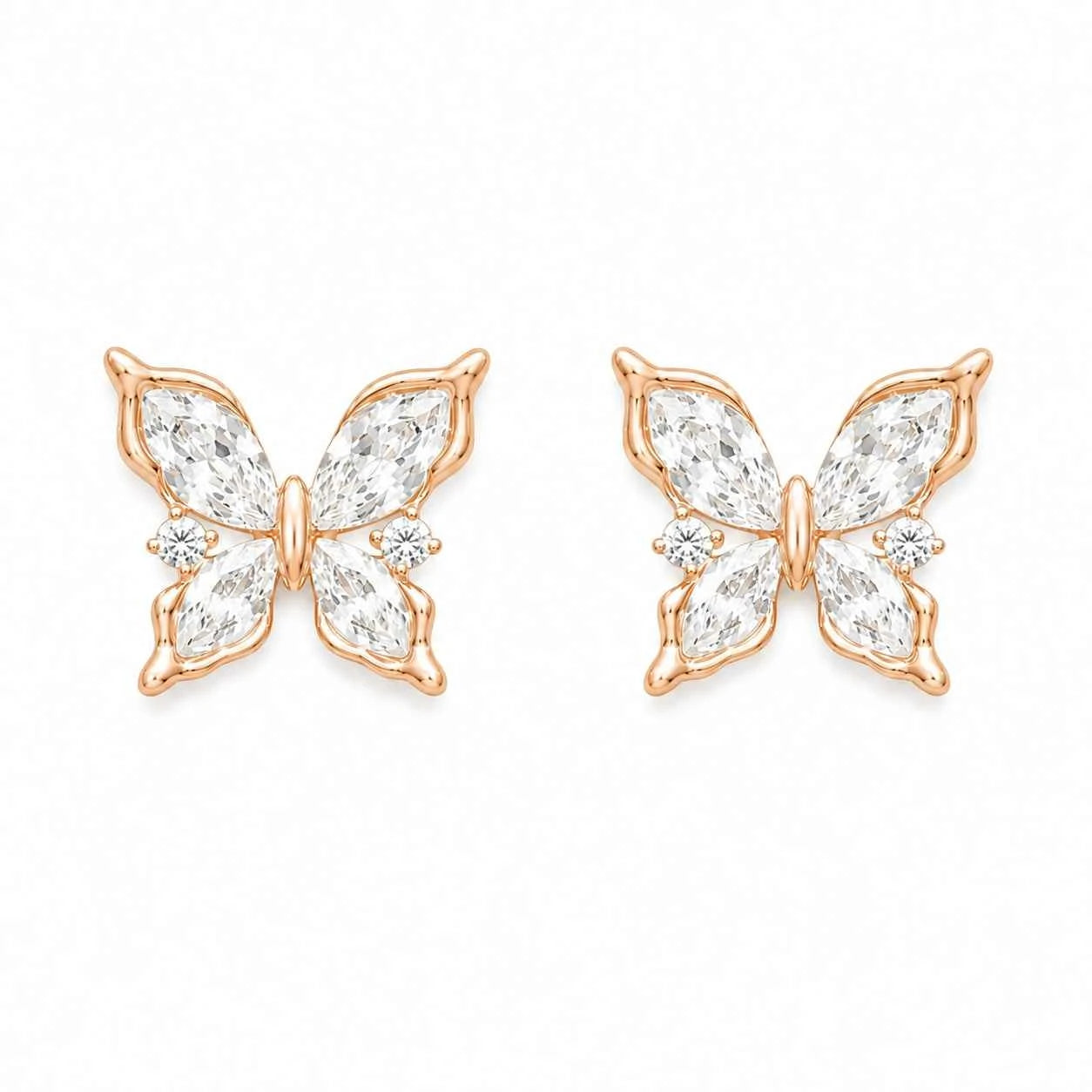 Rose Gold Butterfly Stud Earrings