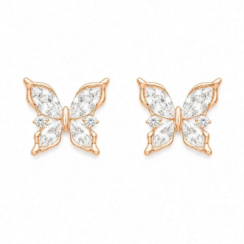 Rose Gold Butterfly Stud Earrings
