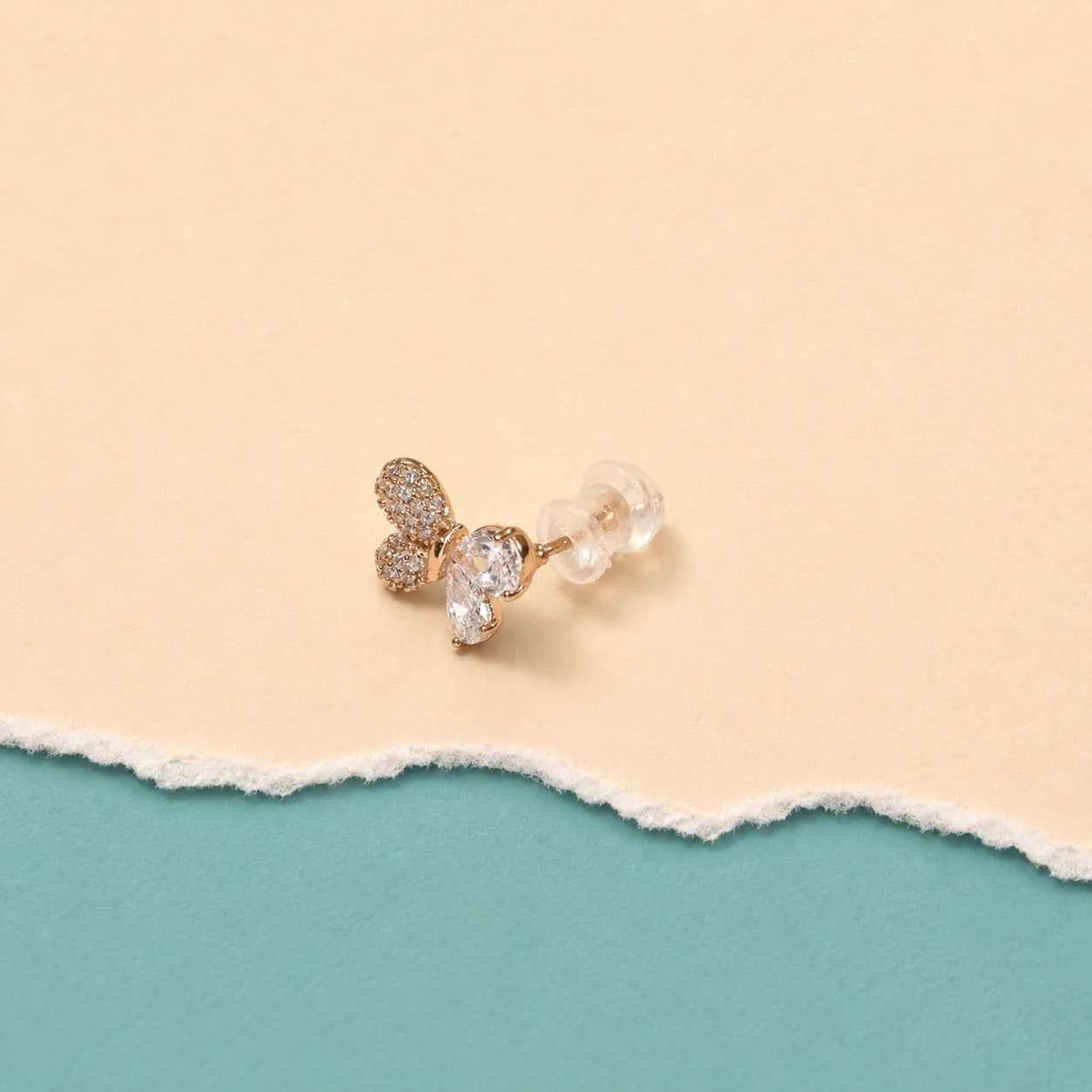Rose Gold Crystal Butterfly Studs