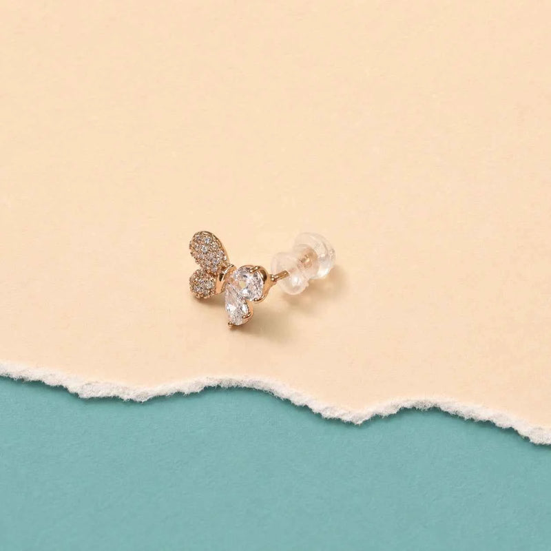 Rose Gold Crystal Butterfly Studs