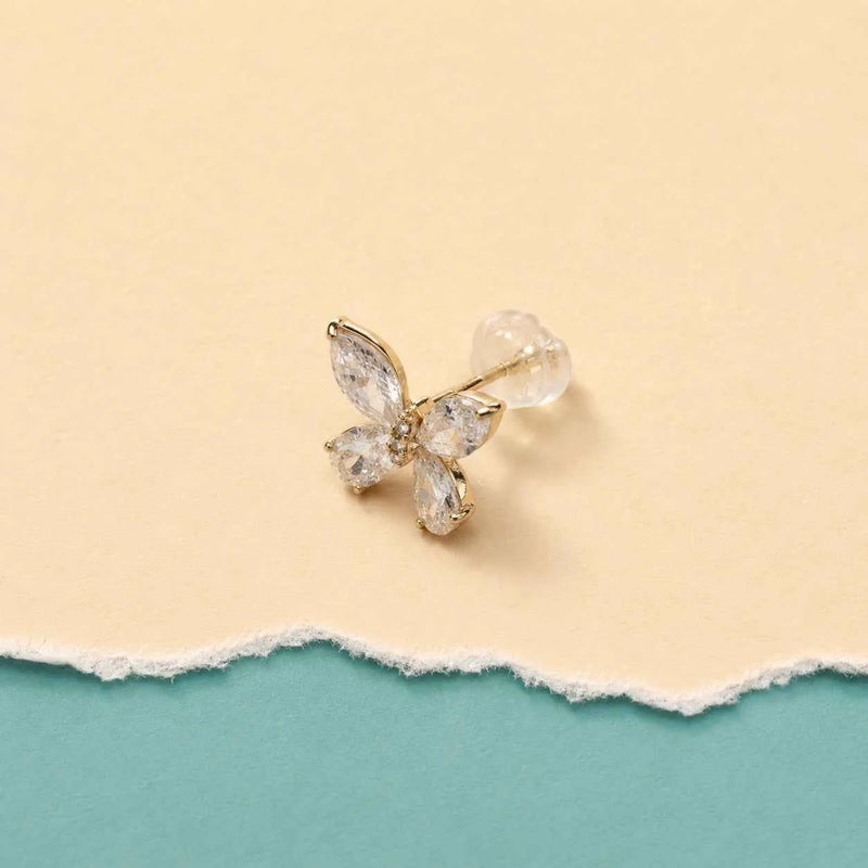 Rose Gold Crystal Butterfly Studs