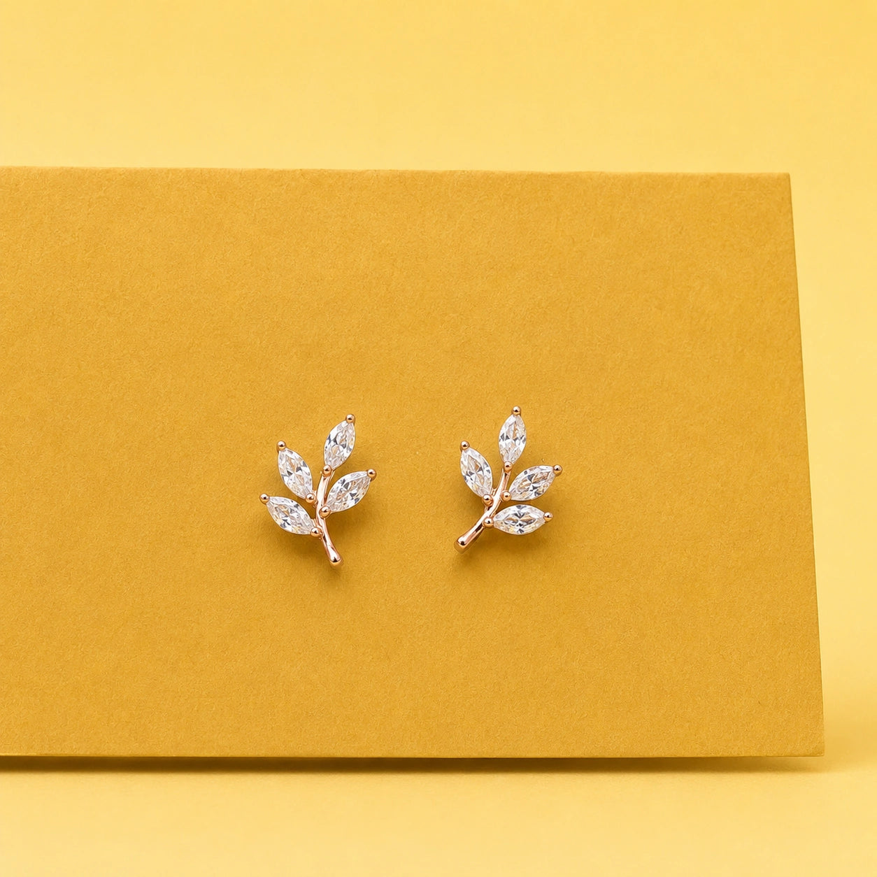 Rose Gold Leaf Spark Studs